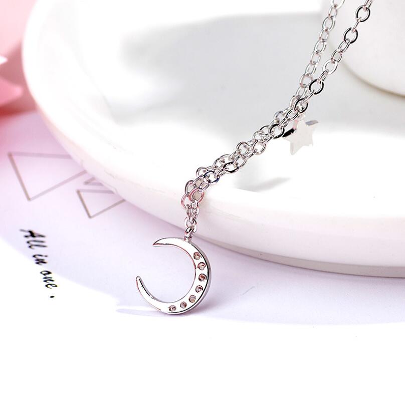 Moon & Star Pendant Short Necklace