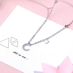 Moon & Star Pendant Short Necklace