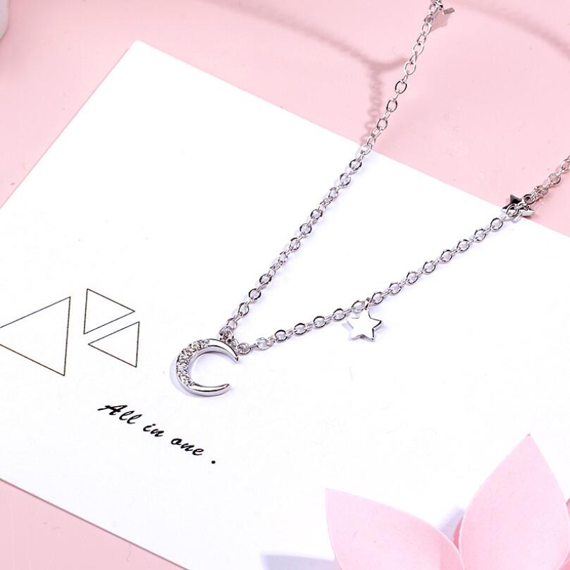Moon & Star Pendant Short Necklace