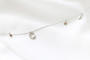 Moon & Star Pendant Short Necklace