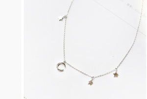 Moon & Star Pendant Short Necklace