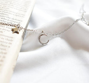 Moon & Star Pendant Short Necklace