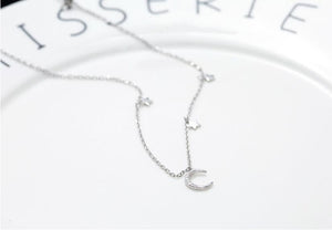 Moon & Star Pendant Short Necklace