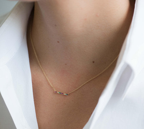 Rainbow bar necklace