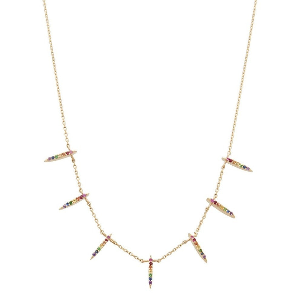 Rainbow bar choker necklace