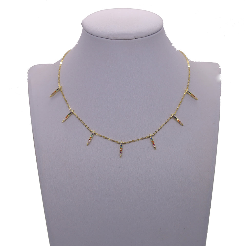 Rainbow bar choker necklace