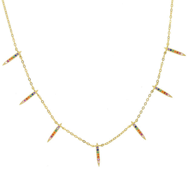 Rainbow bar choker necklace