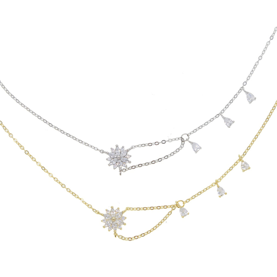 Floral tear drop necklace