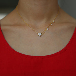 Floral tear drop necklace